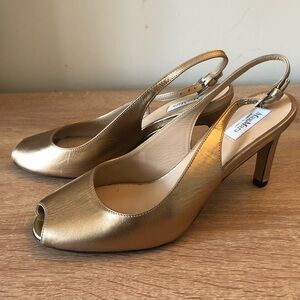 Max Mara Gold slingback heels
